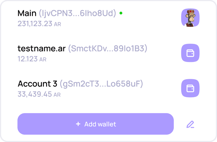 Wallet selector element from ArConnect