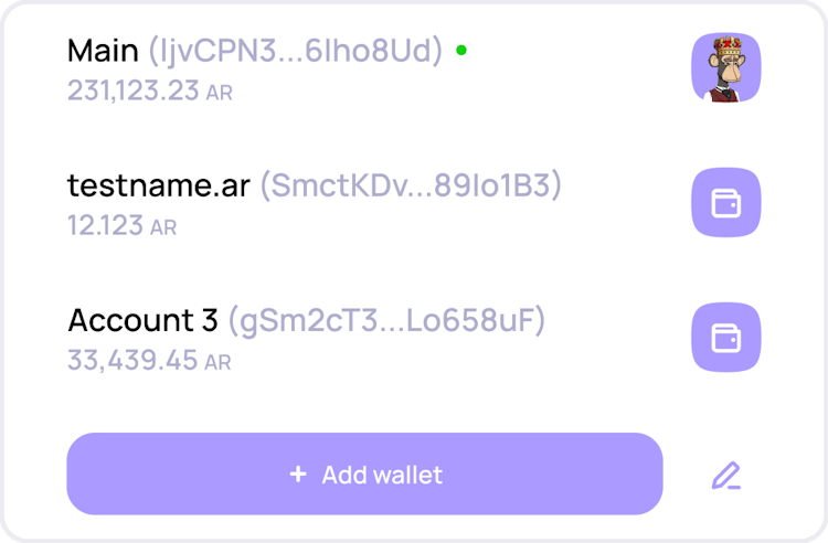 Wallet selector element from ArConnect