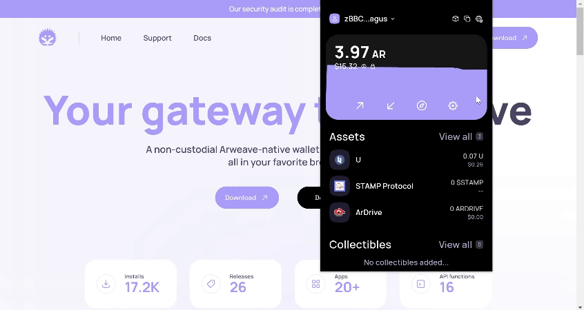 Wayfinder is integrated directly into ArConnect.
